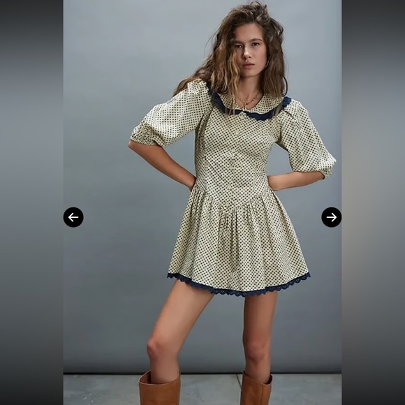 Nwot free people need to know collared lace mini dress khaki $189 boho fall - Picture 4 of 10